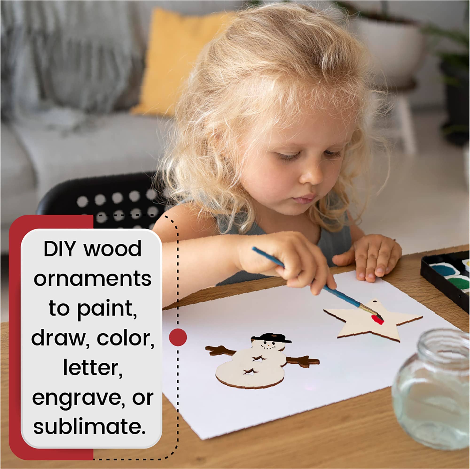 Mandala Crafts - Wholesale Ornament set - 50 Sets Unfinished Wood Christmas Ornaments for Crafts6