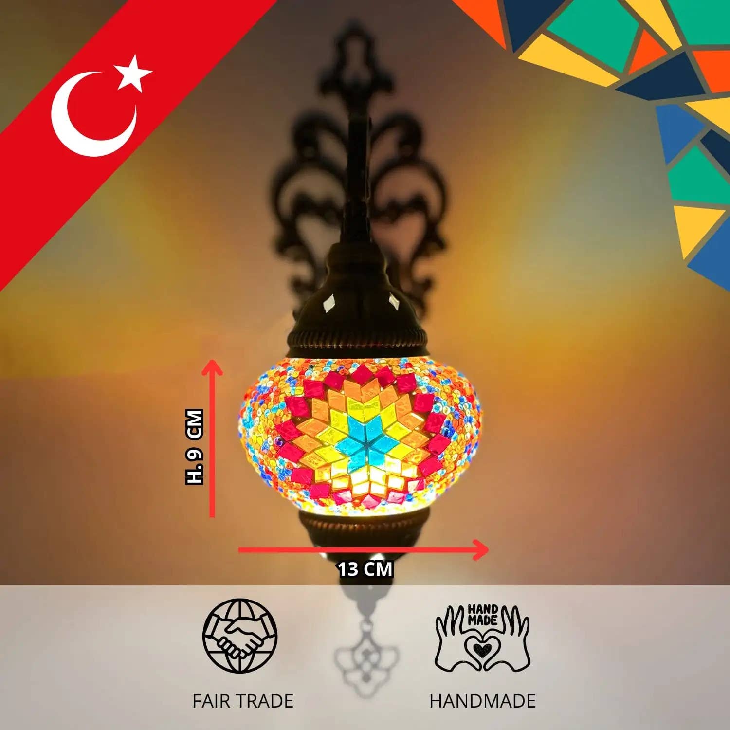 Etnico del Mondo – Arandela por atacado – Aplique de Parede Mosaico Estilo Tiffany-Lâmpada Turca #65