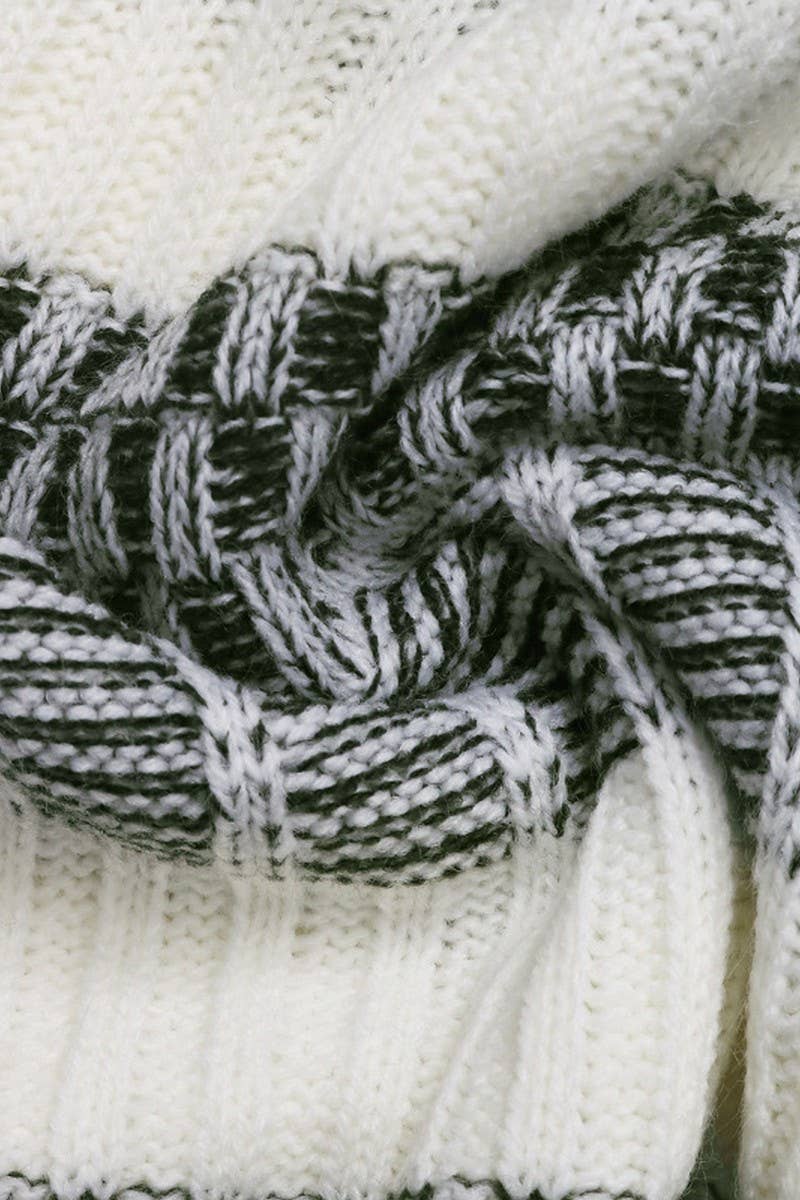 ARMYGREEN CWOSWL07895_STRIPED LONGSLEEVED PULLOVER KNITTED SWEATER TOP for wholesale on Faire9