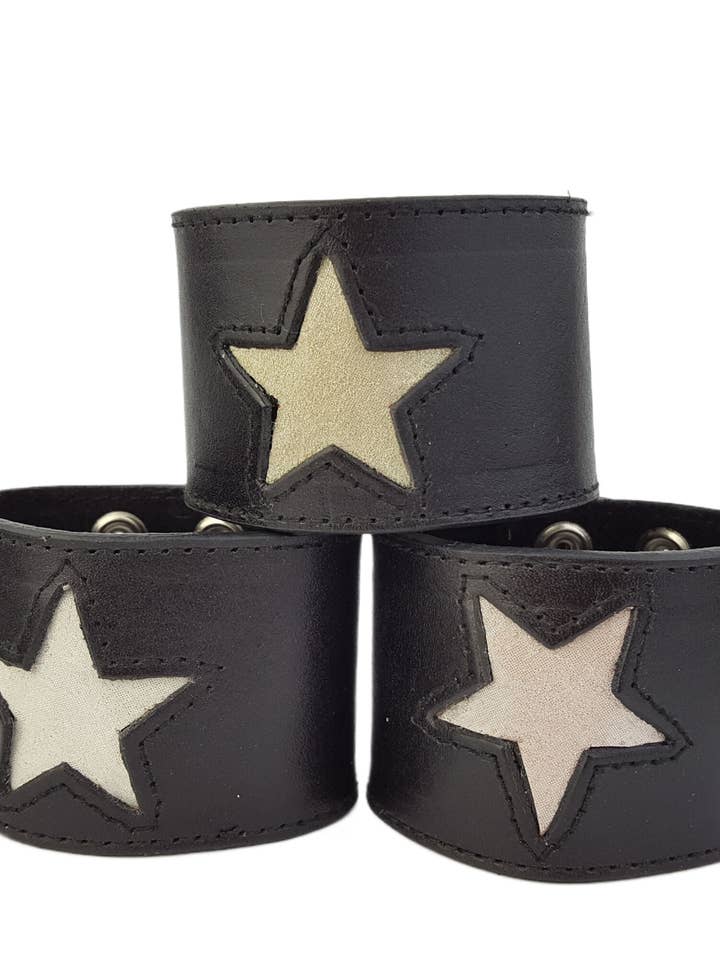 Prepack Deal: 3 Genuine Leather Cuffs with Star Cut-out for wholesale by Axesoria West