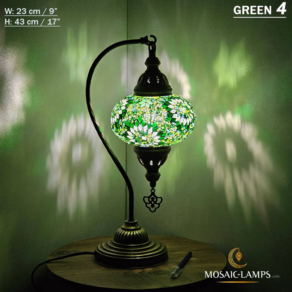 Mosaic Lamps - Wholesale Accent/Desk Lamp - 10+Colors - Gooseneck Large Globe Mosaic Table Lamp, Turkish26