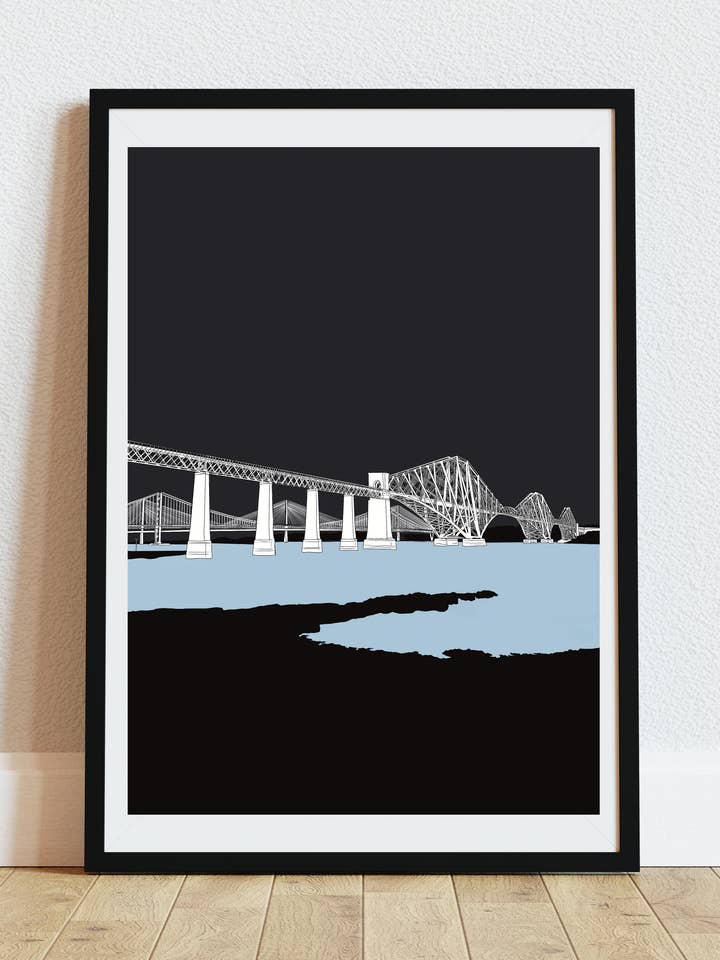 Impression d'art des ponts de Forth en couleurs unies pour la vente par Wayward