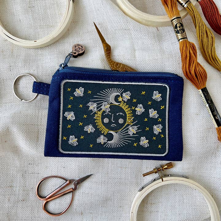 Rikrack - Wholesale Wallet - Women's - Moonglow embroidered zipper keyring pouch wallet