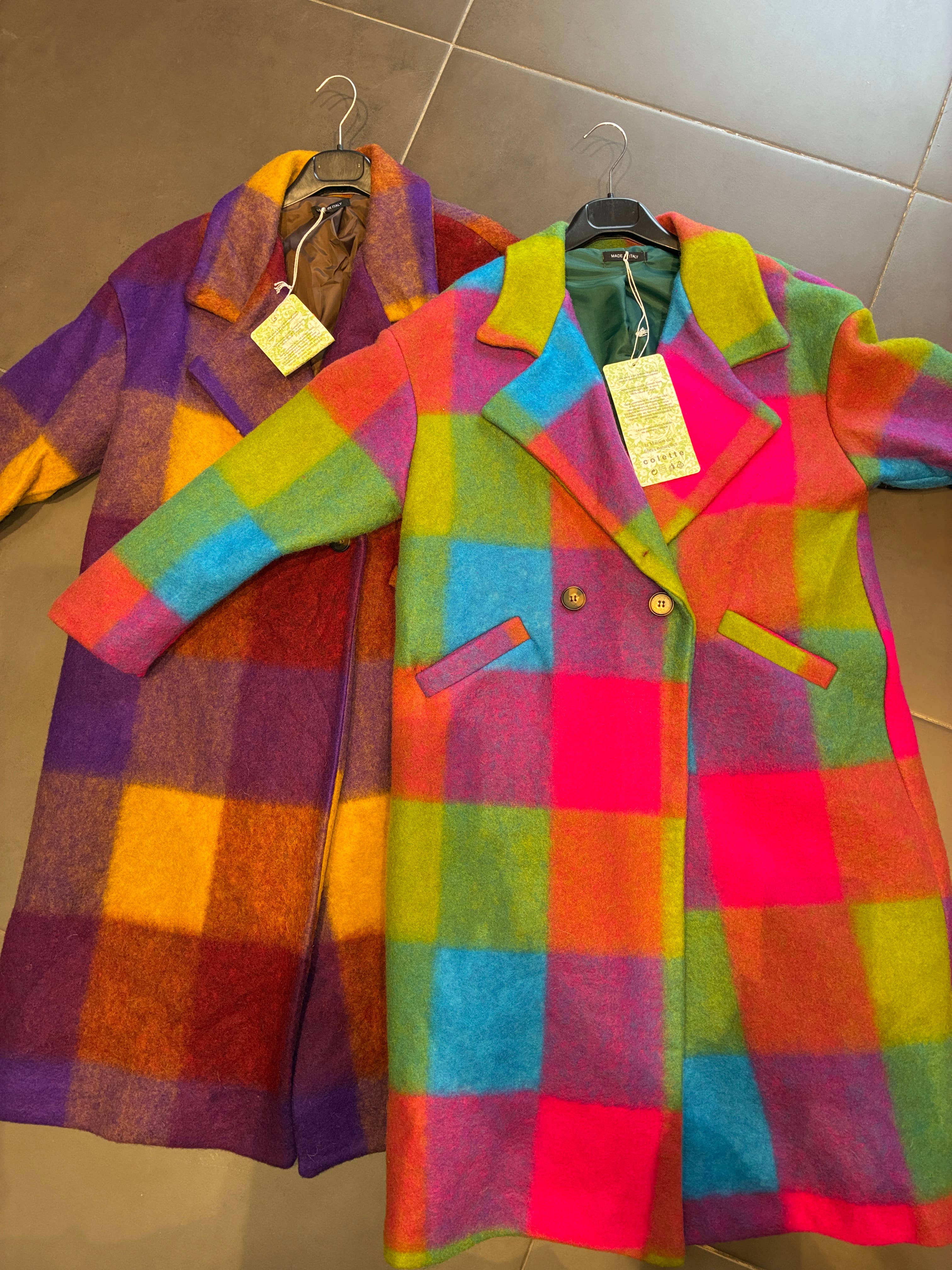 la maison des fibres naturelles - Vente Manteau – femme - Manteau à carreaux 60705+size MADE IN ITALY 10