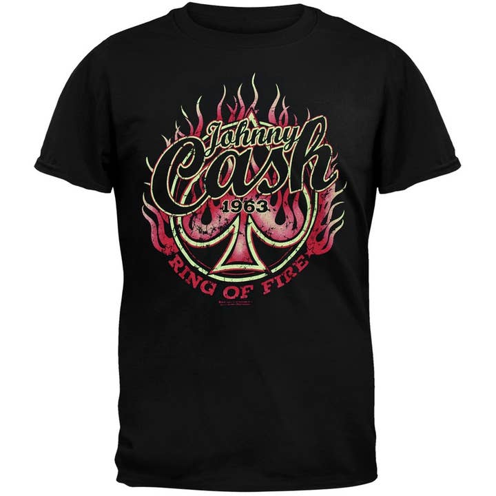 Johnny Cash - Flaming Spade Men's T Shirt for wholesale by Official Store