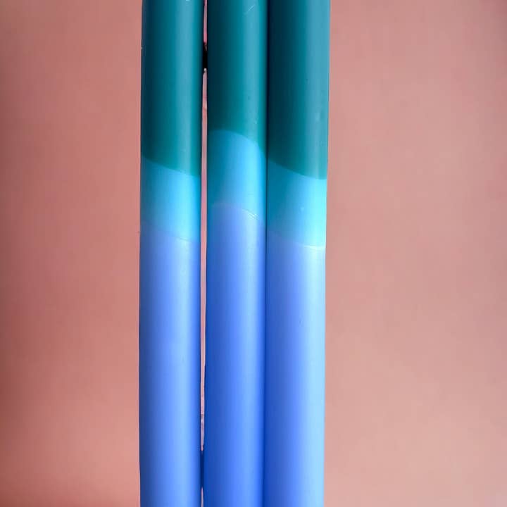 The Colour Emporium - Wholesale Tapered Candle/Candlestick - SAGE SERENITY Dip Dye Dinner Candles Trio