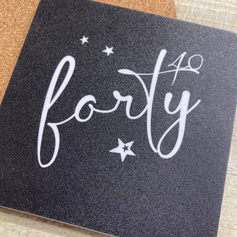 White Cotton Cards - Wholesale Coasters - Coaster - Age 40 (C-40)1