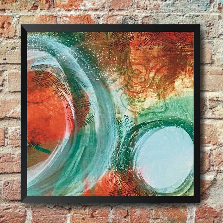 8x8 Red Green Texture Art Print, Abstract Painting Art Print for wholesale by blonde birdie
