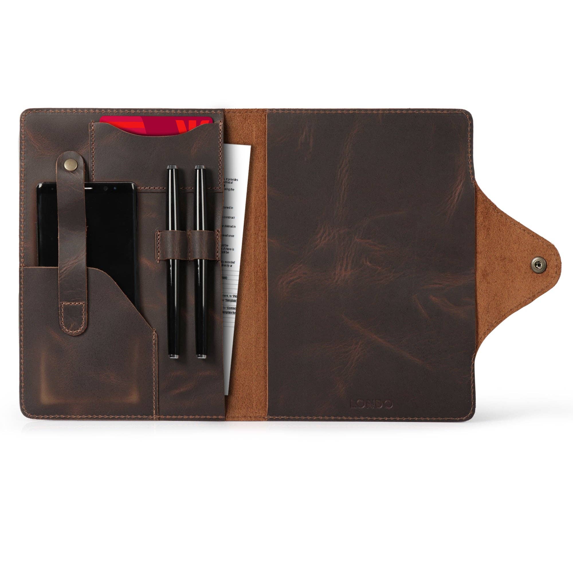 Londo - Wholesale Journal Cover - Londo Personalized Top Grain Leather Portfolio with Notepad (Snap Closure & Lock)65