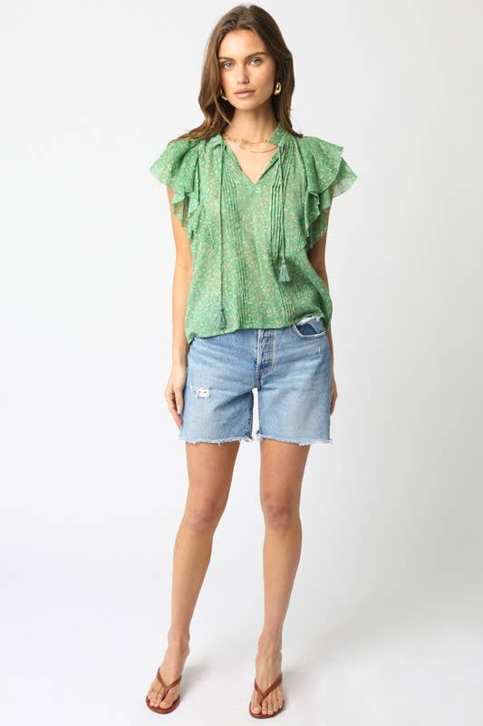 Green Blake Ruffled Shirt for wholesale on Faire3