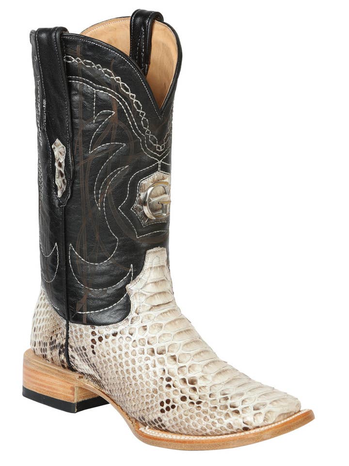 El General Herr Exotic Python Leather Cowboy Boots Natural för wholesale av Conejo Western Wear