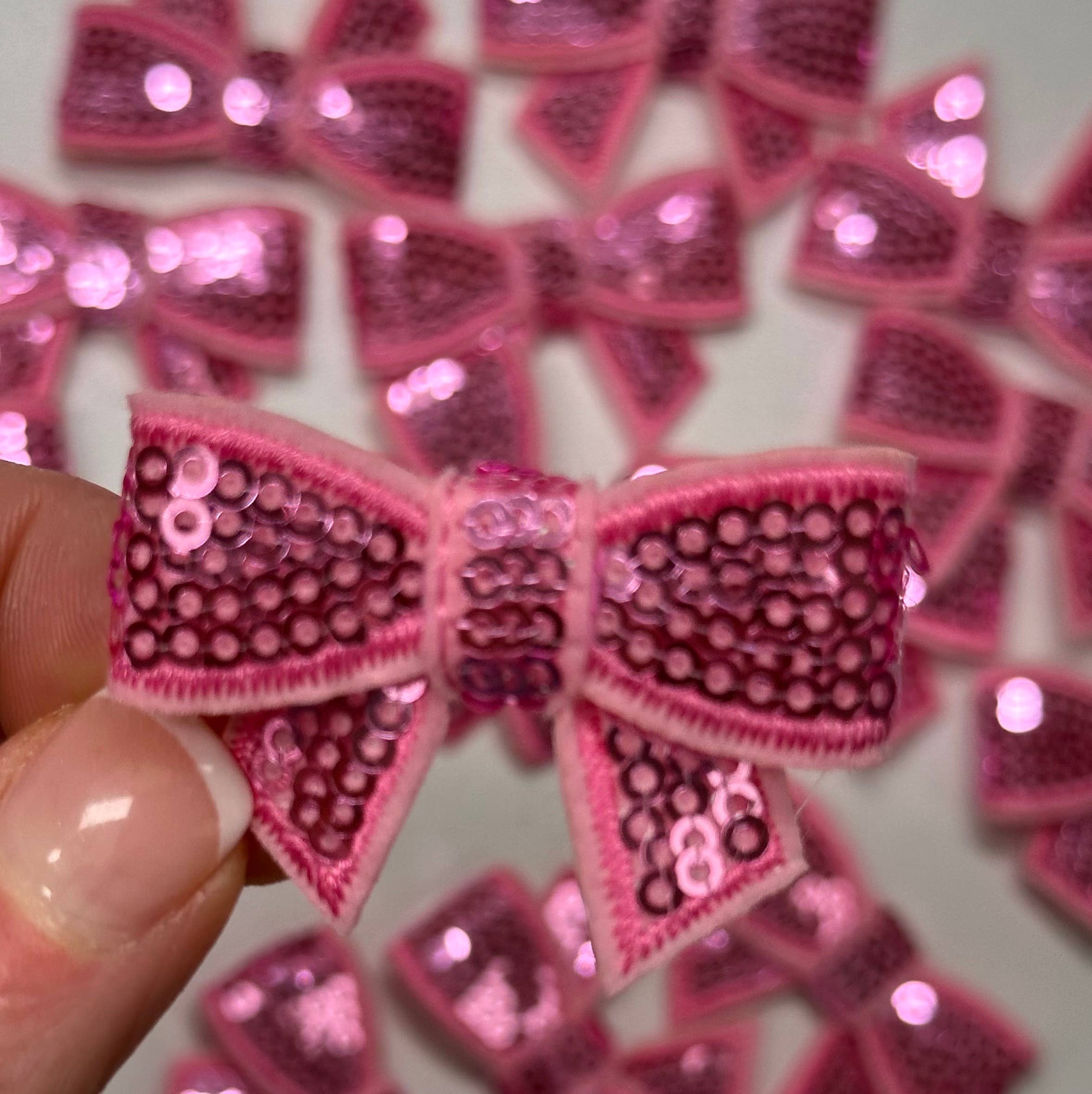 Aloe and Milk Boutique - Wholesale Hat Accessory - Women's - Sequin Bow Mini Patch, sequin patch, bow patch, cheer patch1