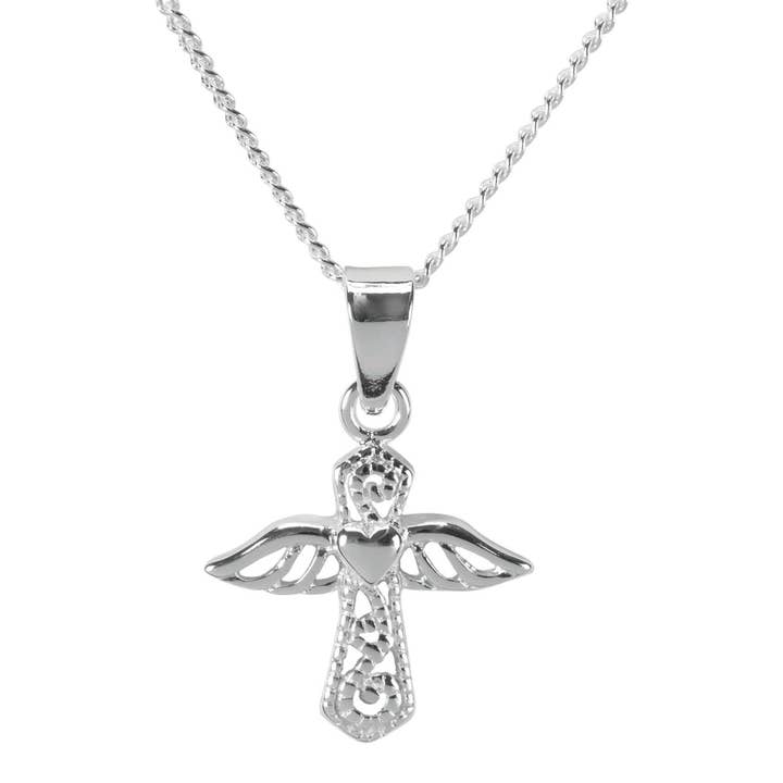 ANGEL/HEART SILVER PLATE 18" CHAIN for wholesale by Dicksons