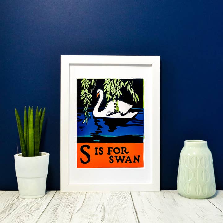 Framed Vintage Alphabet Letter S Nursery Print for wholesale by Lelloliving