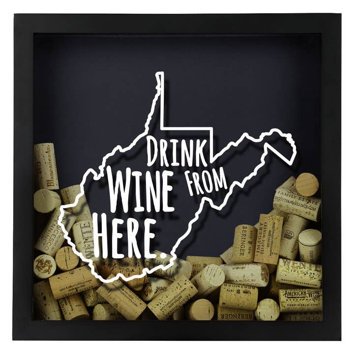 Torched Products - Wholesale Sign - Drink Wine From Here Beer Cap Shadow Box - Black38