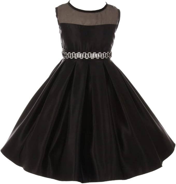 iGirlDress - Wholesale Dress - Kids - Little Girls Illusion Satin Flower Girl Communion Dress 4-165