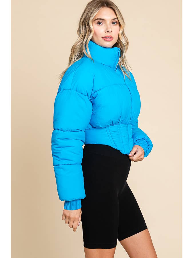 ANWND - Wholesale Puffer Jacket - Women's - 2456-HIGH NECKLINE FRONT ZIPPER CORSET PUFFER JACKET3