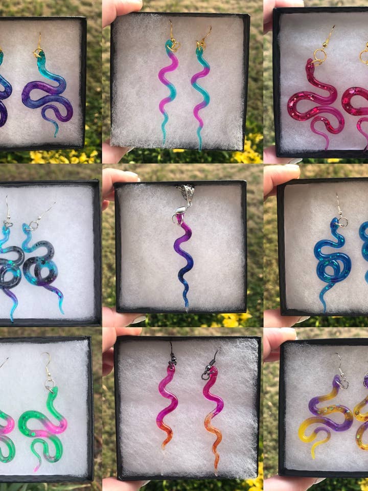 One-of-a-Kind Handmade Snake Earrings for wholesale by PTSFeminist
