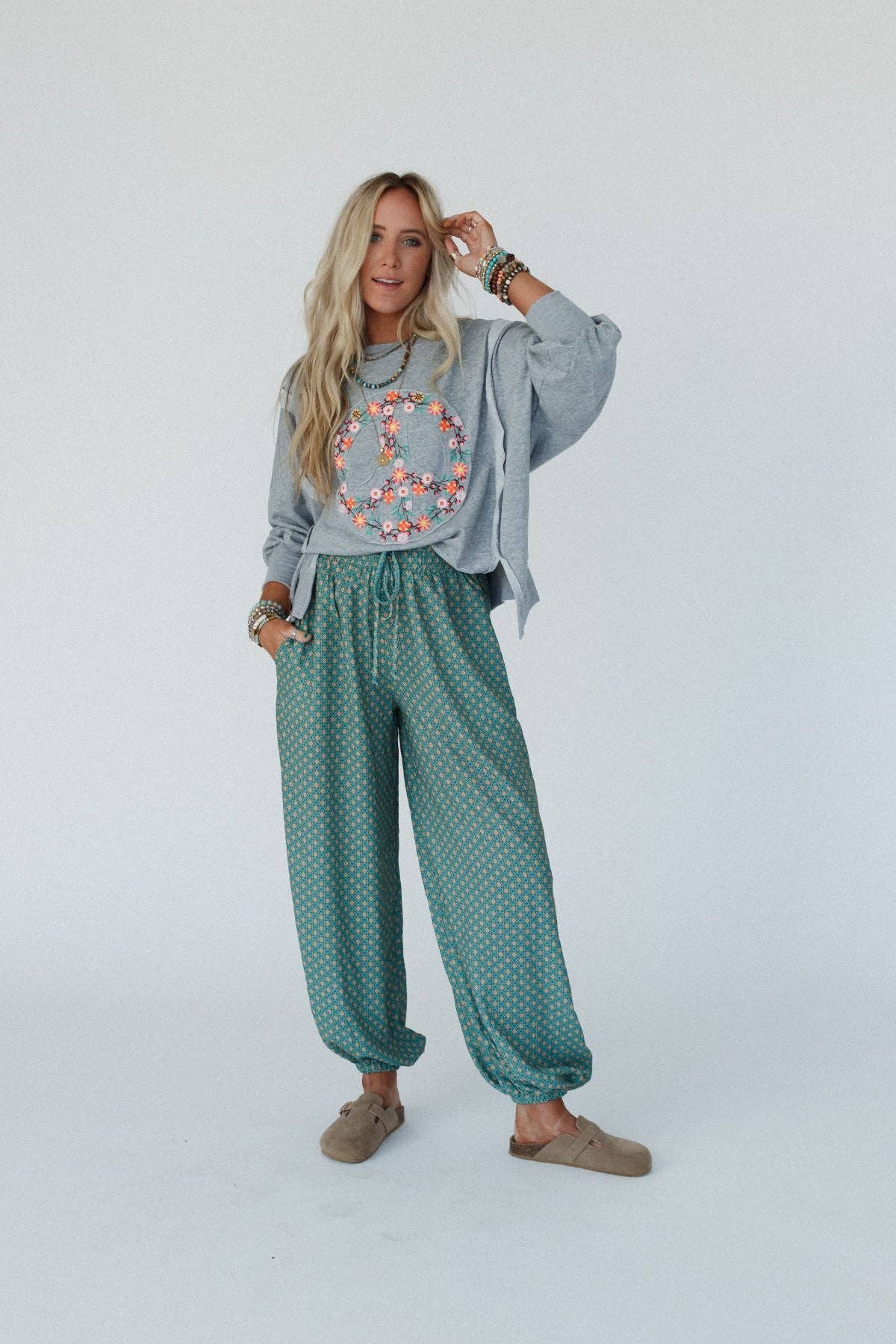 Three Bird Nest - Vente Pantalon d'intérieur/de jogging – femme - Pantalon de jogging imprimé Mystic Mirage - Turquoise3