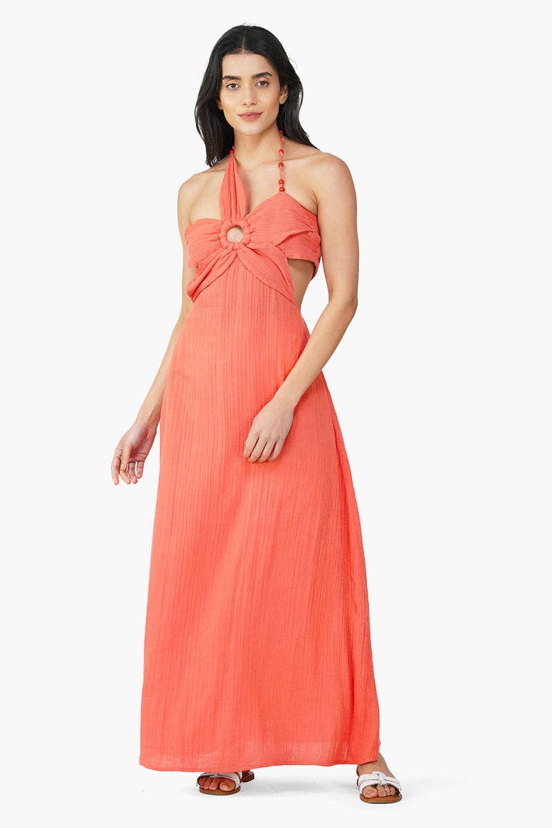America & Beyond - Wholesale Dress - Women's - Set of 6 Nash Coral Flora Solid Dress (S,M,L)1