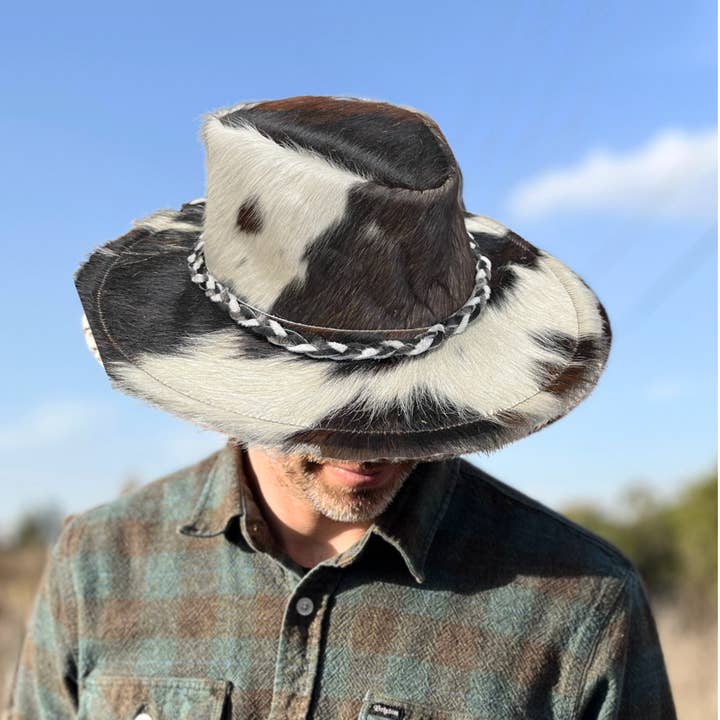 Baja Leather - Wholesale Cowboy Hat - Unisex - Cowhide Rancher Cowboy Hat - White / Multi2