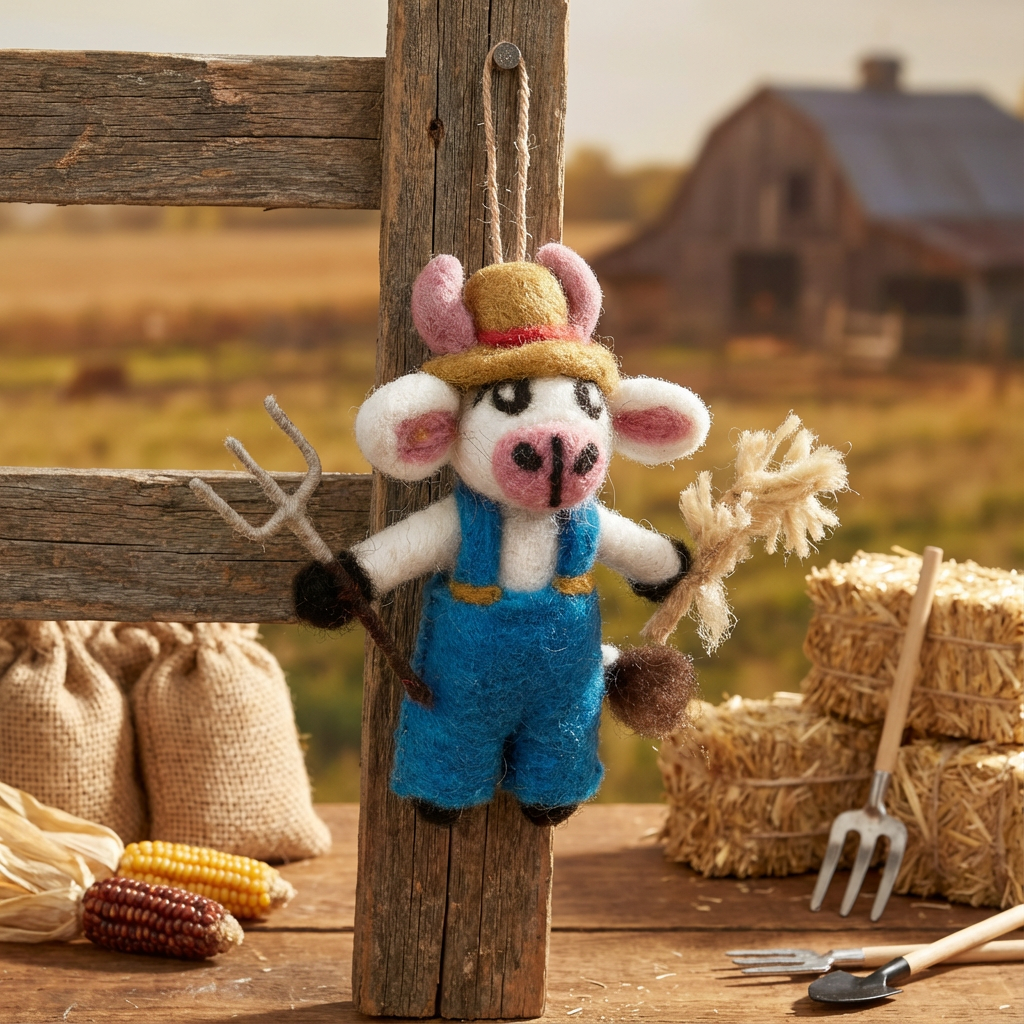 Felt So Good - Venta al por mayor Adornos - Colgante de fieltro hecho a mano con diseño de Angus the Cow4