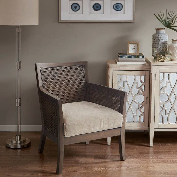 Olliix - Wholesale Chair - Cane Armed Accent Chair with Espresso Wood Finish
