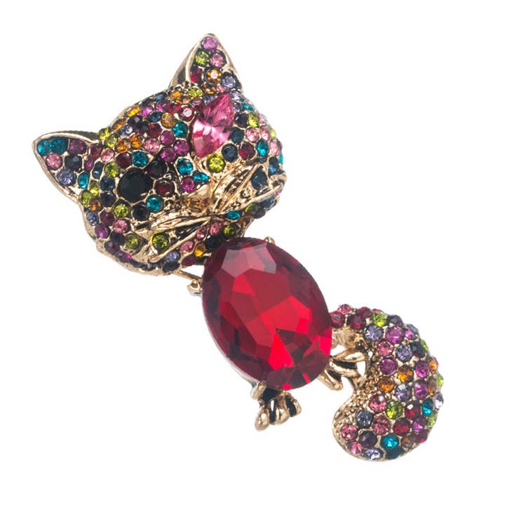 Ole - Wholesale Brooch - Cat Rhinestone Pin