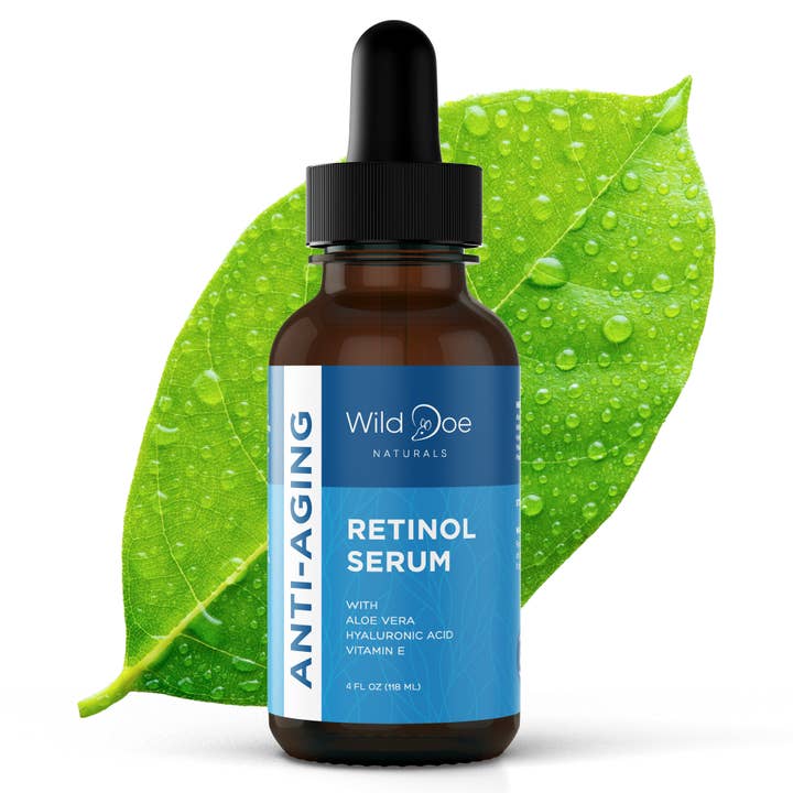 (4 oz) Anti-Aging Retinol Serum with Hyaluronic Acid and Vitamin E for wholesale by Wild Doe Naturals