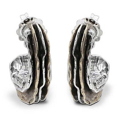 Orecchini a lobo Ostrea argento 925 e bronzo - ORA112b per la vendita all'ingrosso da parte di Mandile Gioielli