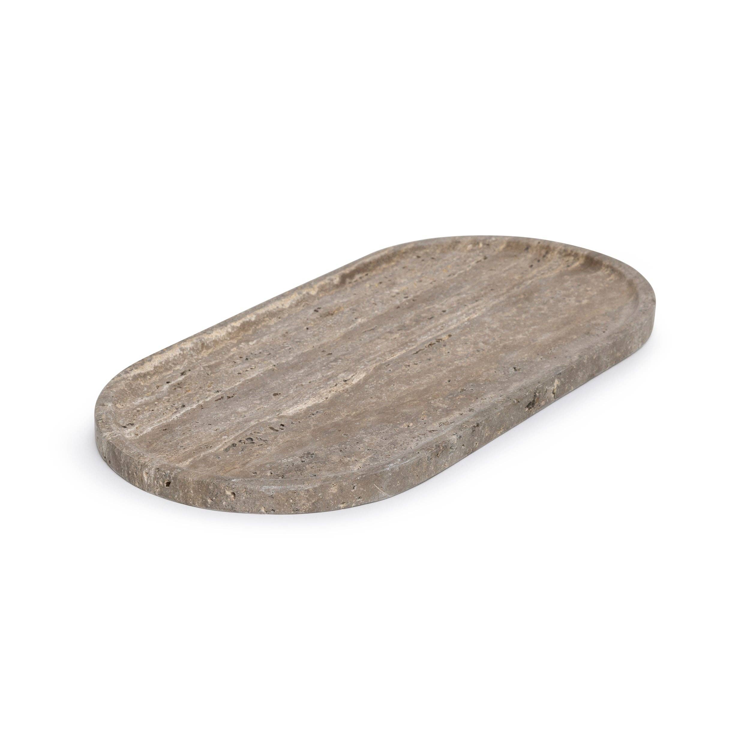 MOOISA - Wholesale Decorative Tray - Marble tray oval 40x20cm Titanium travertine