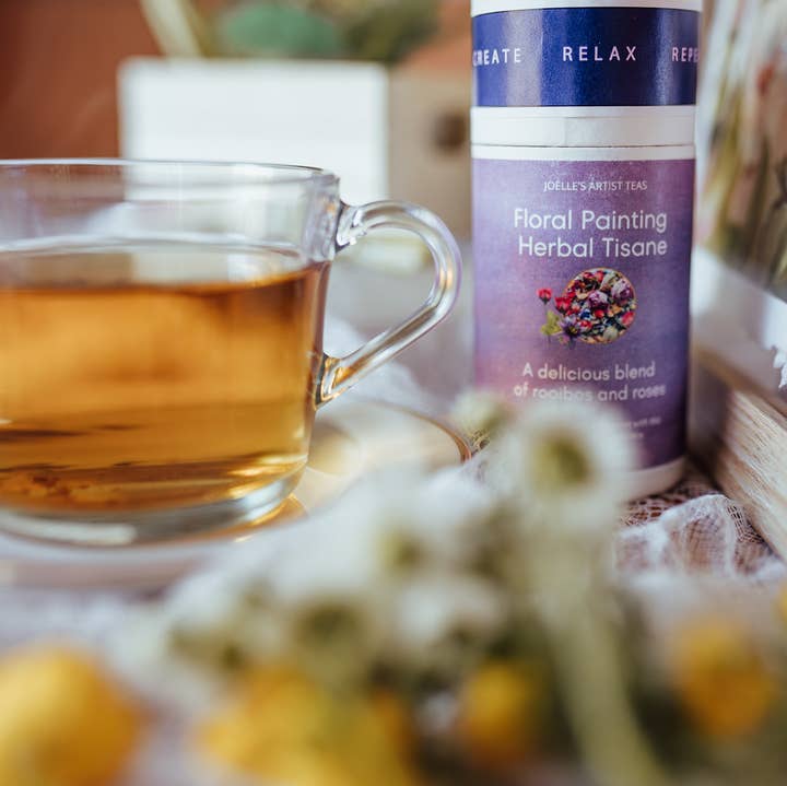 Joelle's Artist Tea | Floral Painting Herbal Tisane for wholesale by Joelle Hanton Art