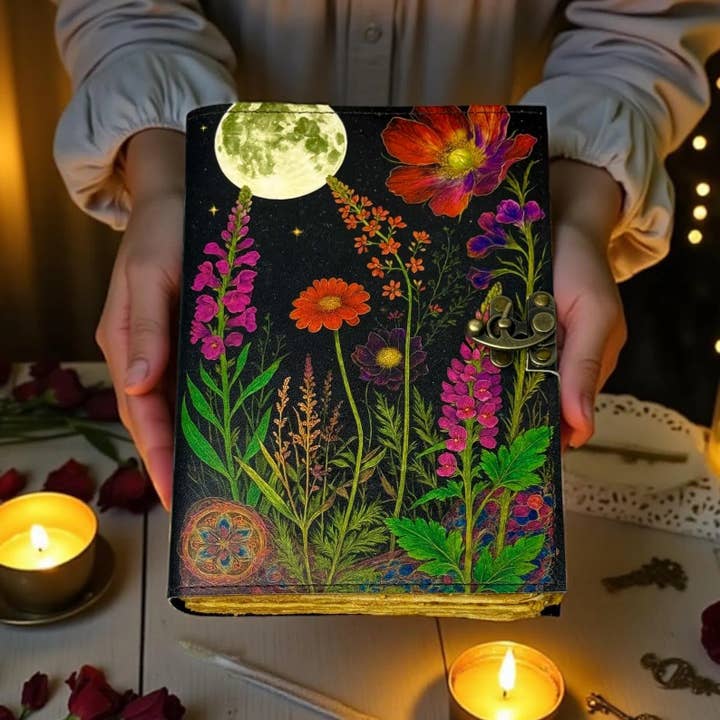 MNM HANDICRAFTS - Wholesale Journal/Diary - Moonlight Floral Leather Journal Handmade Book of Shadows 5