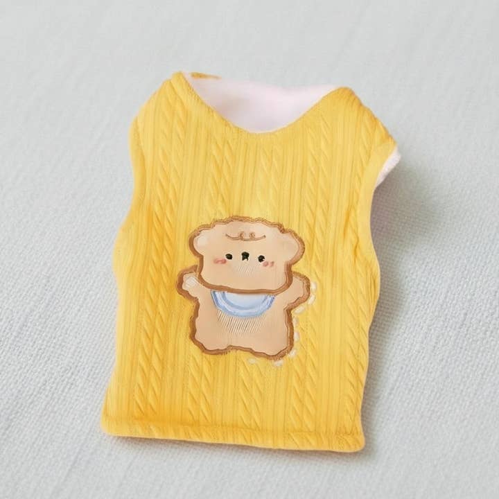 Gilet pour animal de compagnie en tricot jaune et rose avec motif d'ours pour la vente par kapeit