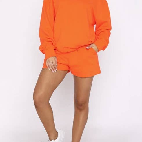 HIDDENBRAND - Wholesale Lounge Set - Women's - Oversized hooded sweatshirt and short 2 piece set outfits21
