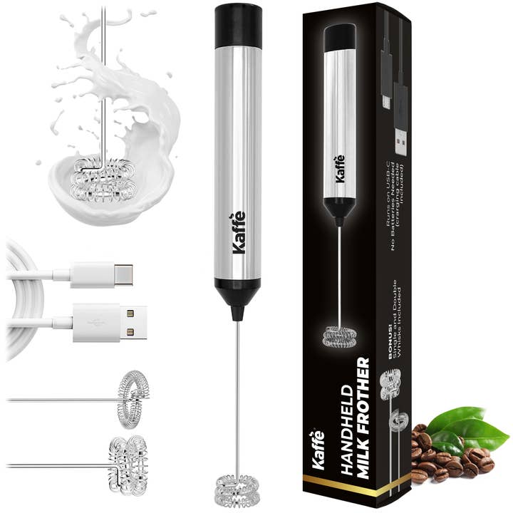 Kaffe - Wholesale Kitchen Tool/Gadget - Kaffe Rechargeable Milk Frother - USB-C,12,000 RPM, 2 Whisks