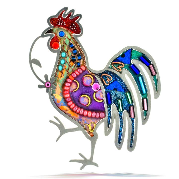 Seeka Brilliant Rooster Pin for wholesale by Seeka Jewelry and Judaica