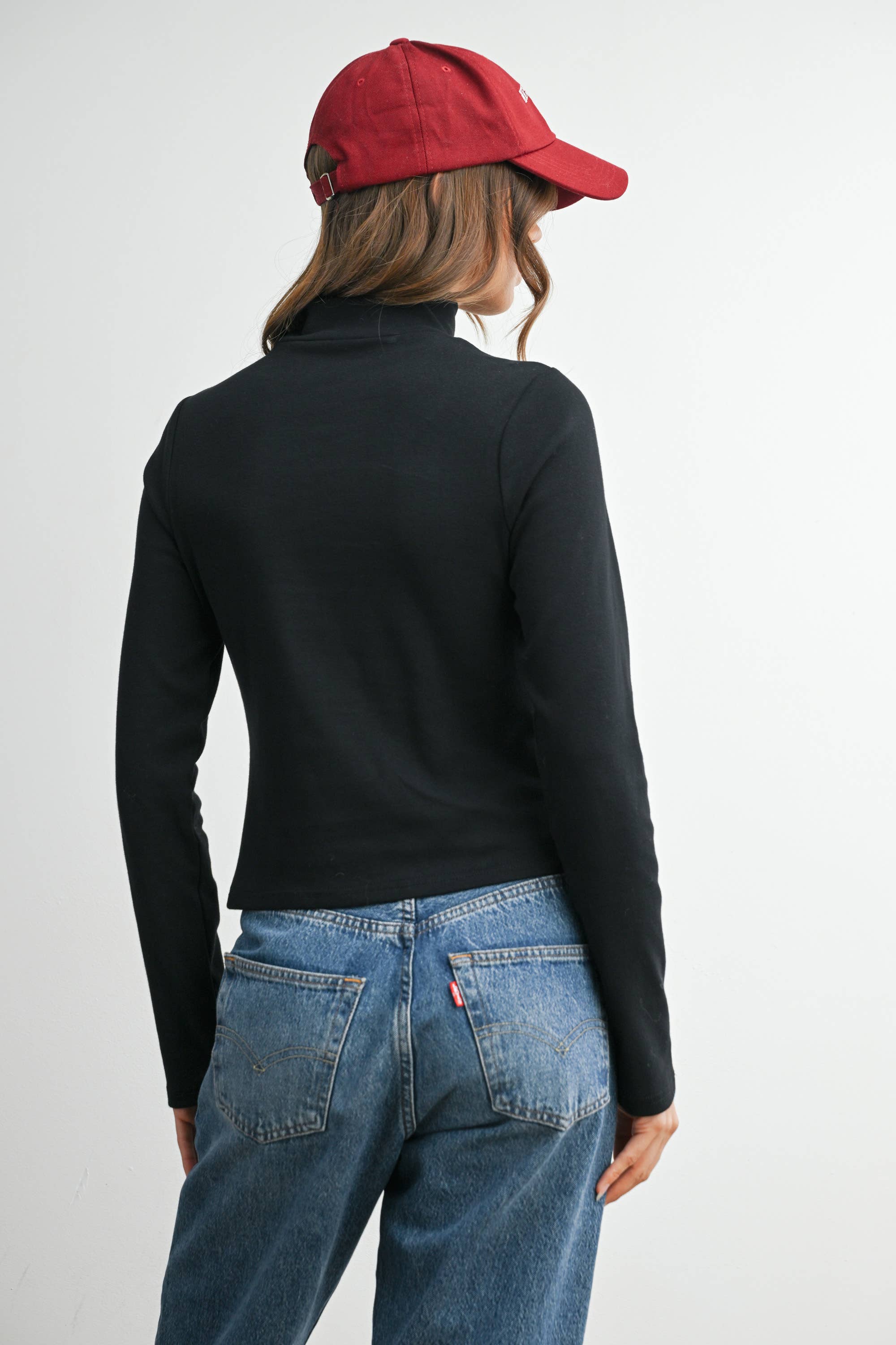 BUTTERMELON – Camisa - Mulher por atacado – Camisola de Gola Alta Justa Sólida Sem Costuras de Manga Comprida - BMT79175