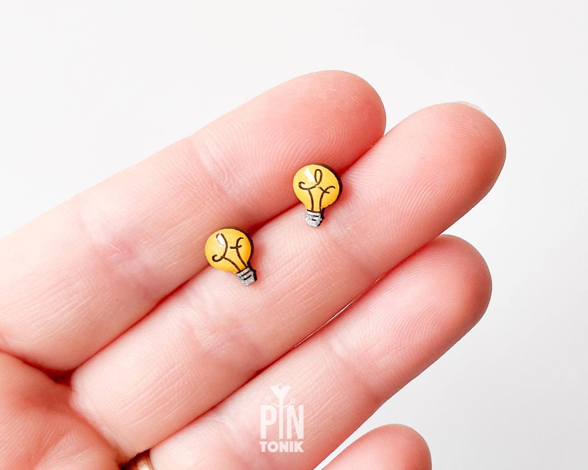 PinTonik - Wholesale Stud/Post Earrings - Geeky Light Bulb Earrings - Funny Electrician Gift3