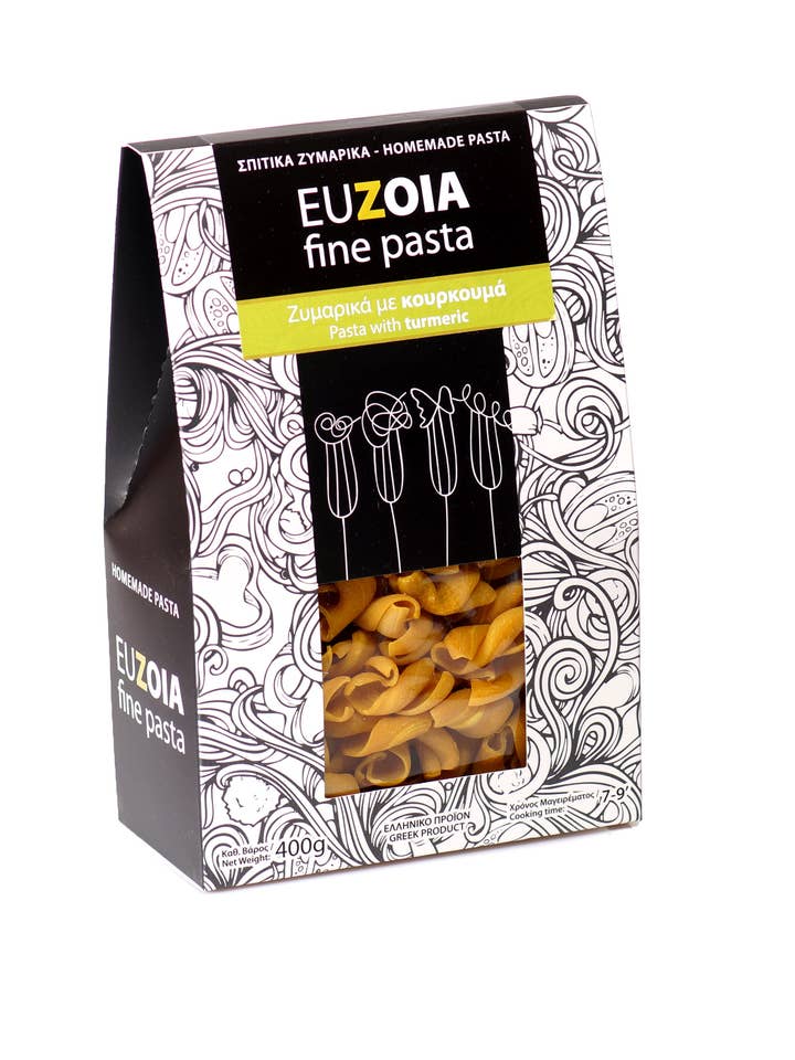 Turned-pasta med gurkmeja, 400gr Perfekt för Vegan! för wholesale av PASTA EUZOIA