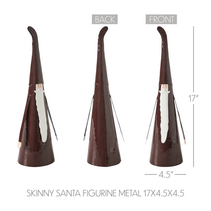 VHC Brands - Wholesale Decorative Tabletop Object - Skinny Santa Figurine Metal 17x4.5x4.53