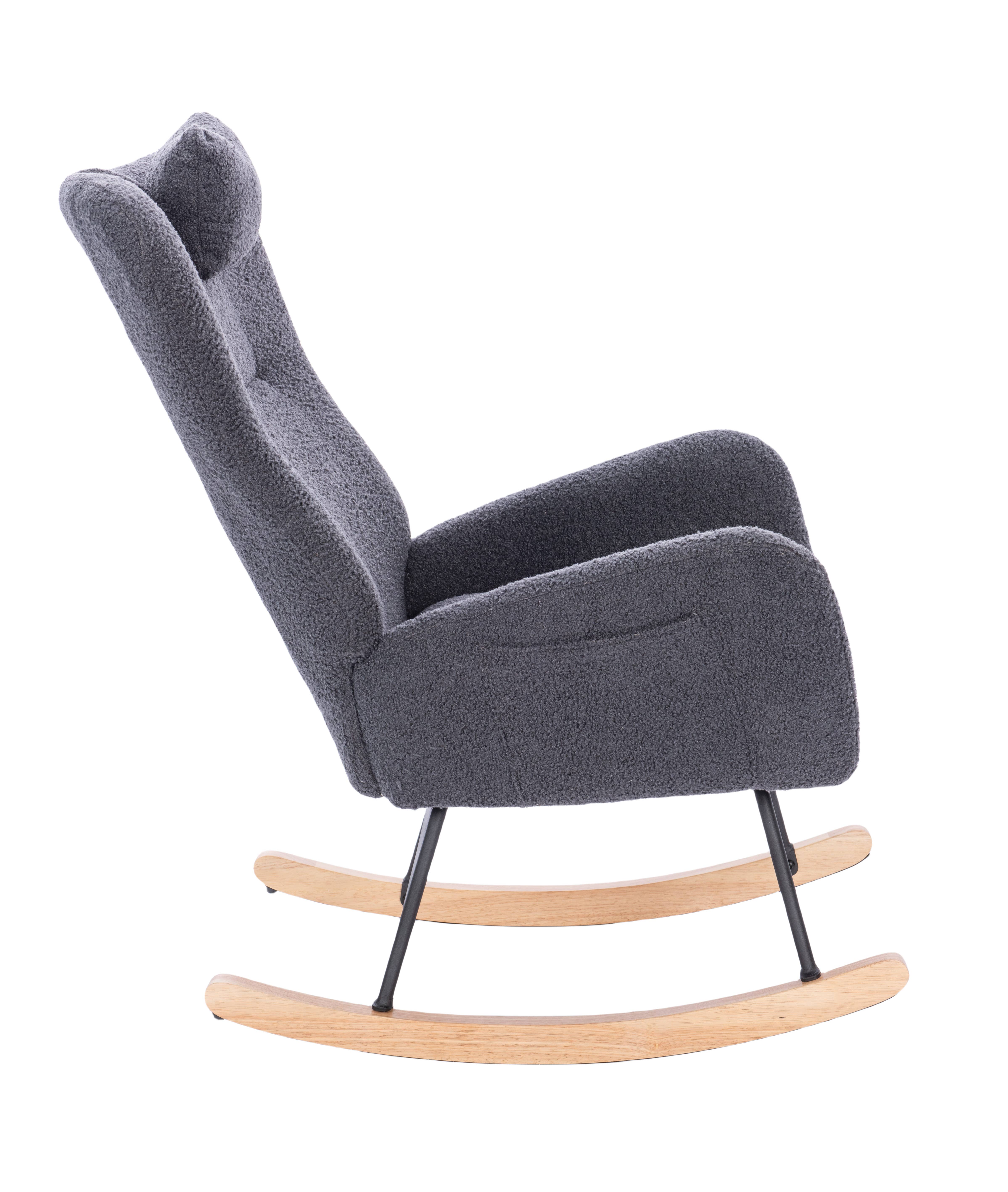 39F Inc. - Wholesale Rocking Chair - Teddy Upholstered Nursery Rocking Chair/White/Dark Grey9