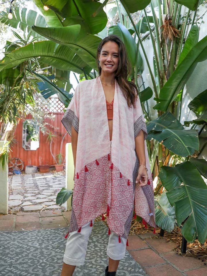 Trendig strandkimono | Flytande tvåfärgad design för sommaren 🏖️ för wholesale av Leto Accessories