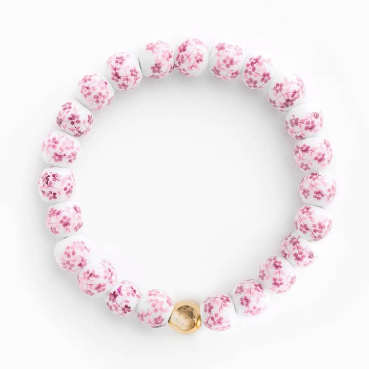 Pink Porcelain Floral Stacker for wholesale by Names For Good