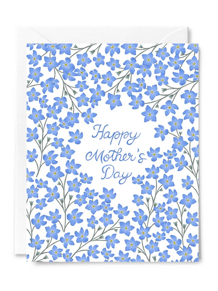 Blaue Vergissmeinnicht-Blumen Muttertagsgrußkarte für den Großhandel von Courtney Beyer Design