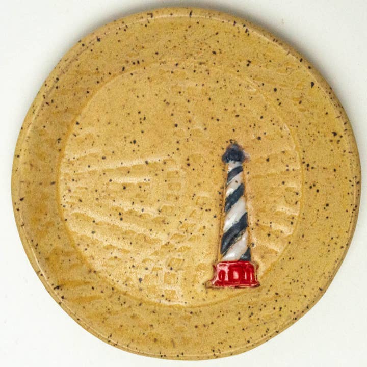 White Squirrel Clayworks – Prato de joias por atacado – Farol Padrão Cerâmico Rd Trinket Prato Artesanal em Ohio