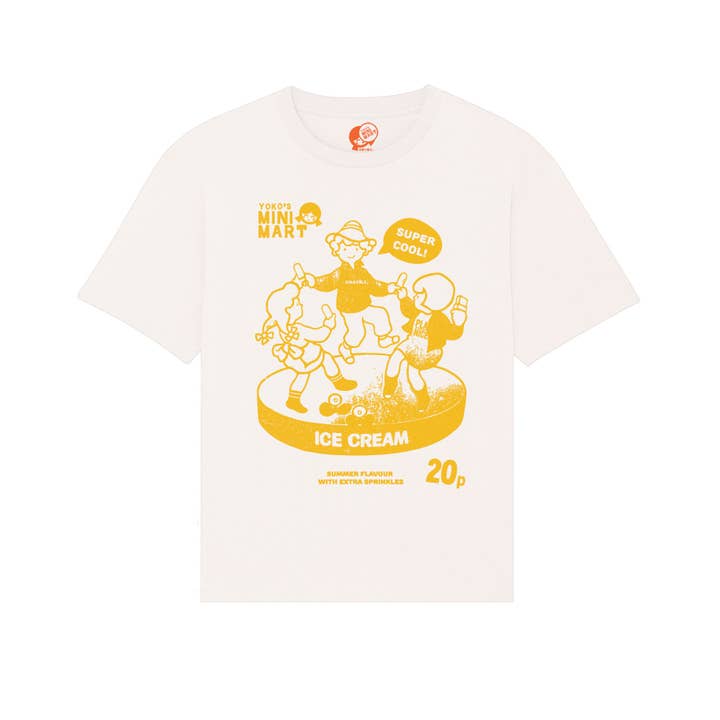 T-shirt à crème glacée vintage - Jaune pour la vente par Yoko's Mini Mart