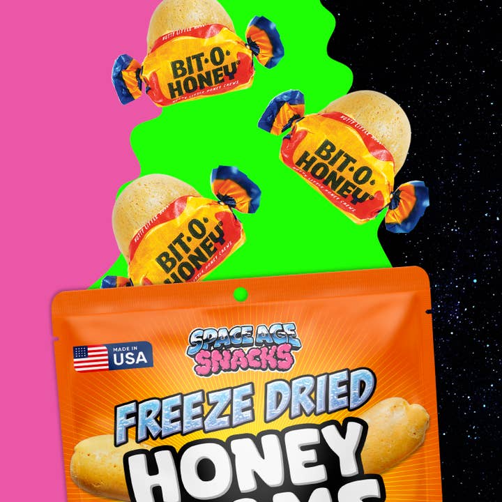 Space Age Snacks - Wholesale Hard Candy - Honey Beams with Real Bit-O-Honey® Freeze Dried Candy 1oz1