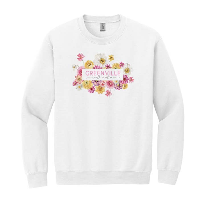 Gildan Sweatshirt White-Love+Local Fantasy Garden for wholesale by Love Local