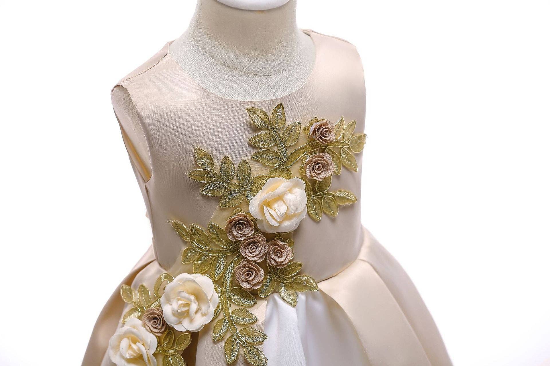 MyKids-USA® - Wholesale Dress - Kids - Baby Girl Flower Embroidered Pattern Vest Formal Dress Birthday Dress10